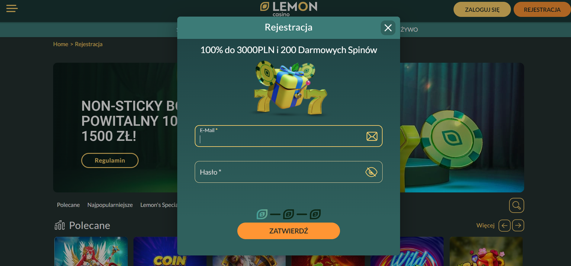 Lemon Kasyno rejestracja