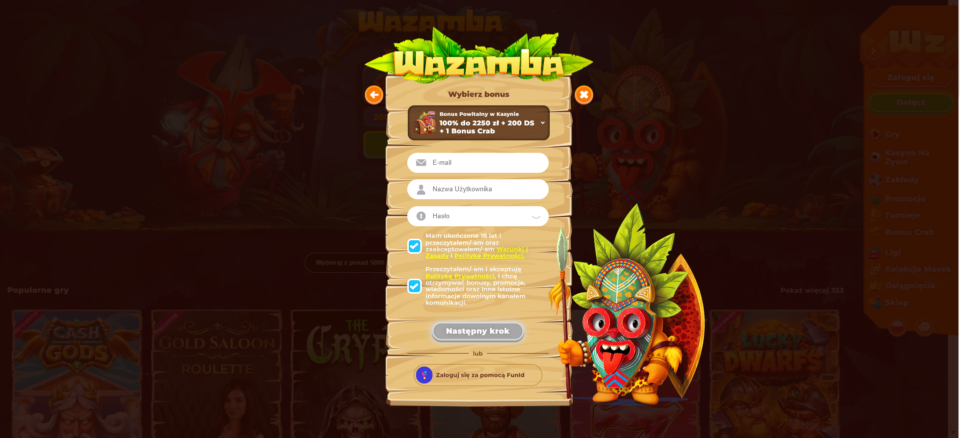 wazamba nowy profil gracza